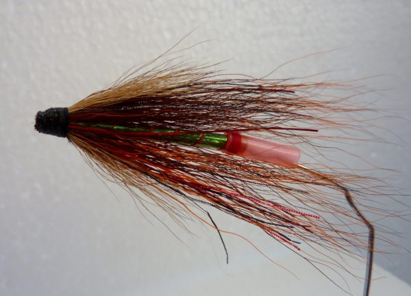 Nr 38 Orange Svart Bucktail Rött glitter