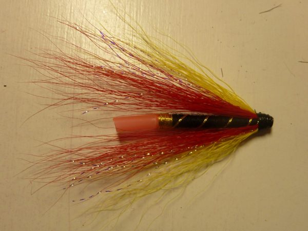 Nr 45 Röd Gul Bucktail Silverkrus